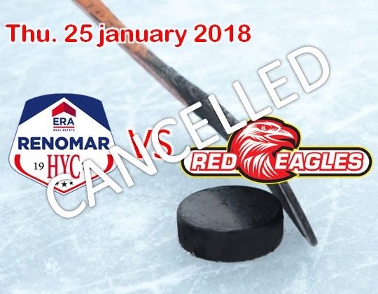 Wedstrijd afgelast donderdag 25 januari (Era Renomar HYC - Red Eagles Den Bosch)